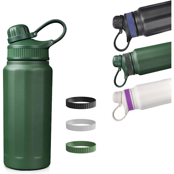 Termokande til varm og kold vand, Termos i rustfrit stål, Lækagesikre vandflasker - 500 ML / 800 ML med sugerør (500 ML) Púrpura