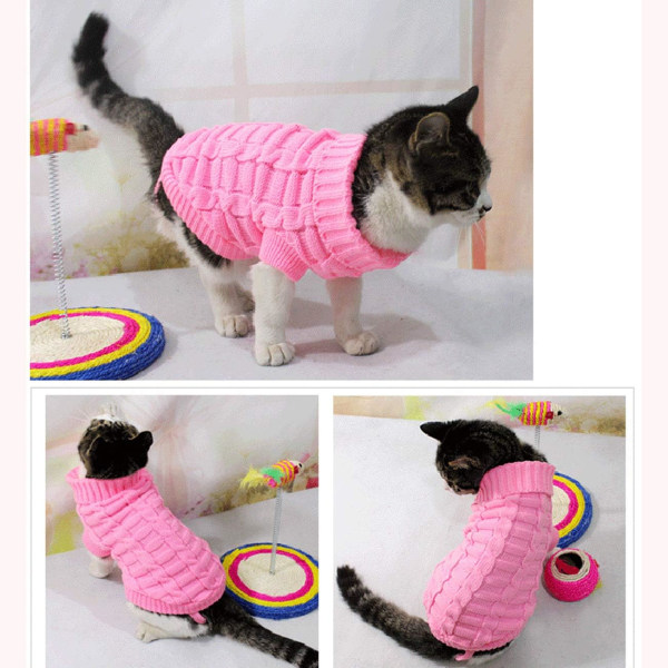 Kæledyr Kattesweater Killinger Tøj til Katte Små Hunde, Rullekrave Kattetøj Trøje Blød Varm, passer til Kitty, Chihuahua, Teddy, Mops osv. Pink L