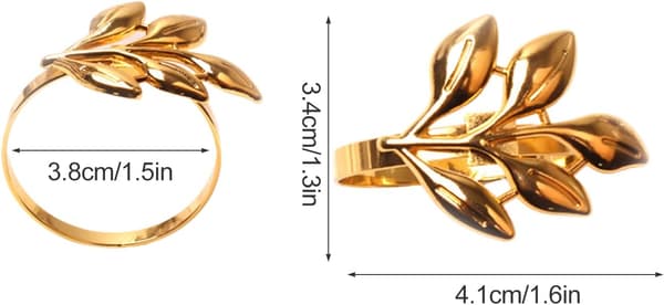 12 stk. Rosaguld Blade Servietringe Efterårsblade Servietringe Dekor Elegant Servietring til Bord Metal Servietringholdere