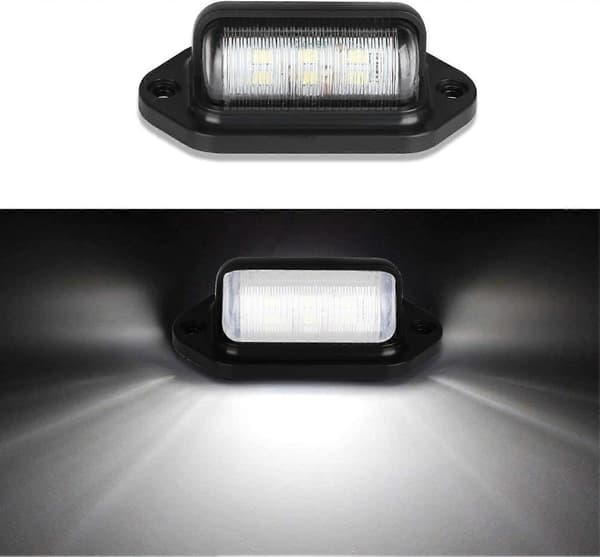 2 STK. LED nummerpladelys vandtæt 6 SMD LED baglygter nummerpladelygte til 12V/24V