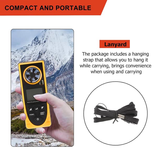 Anemometer, 8 i 1 Handhållen Digital Anemometer med LCD-display, Mätning av Vindhastighet, Luftfuktighet, Höjd och 8 Andra Mätfunktioner
