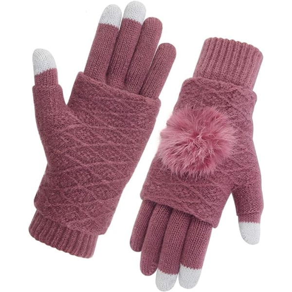 Vinterhandskar Pekskärm Vindtäta stickade handskar Dam varma handskar för damer utomhuscykling löpning