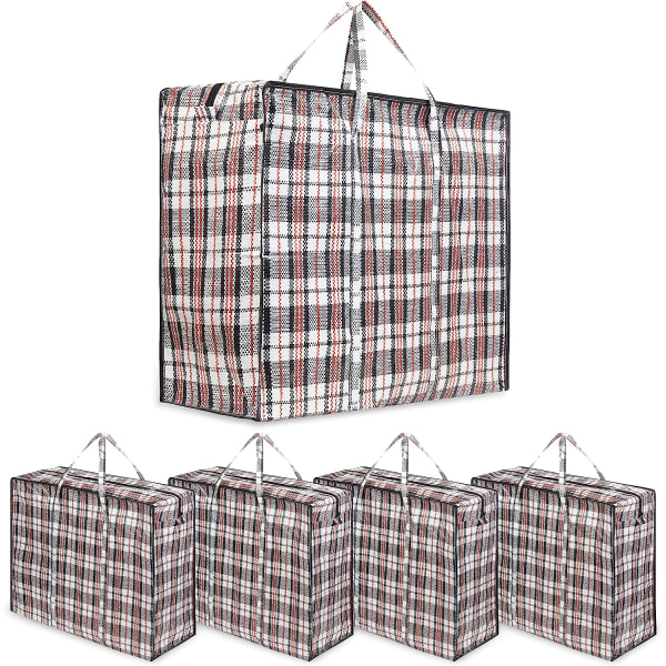 Store tasker med lynlås - Stor vasketøjspose til tøj, vasketøj, opbevaring - Multipak (pakke med 5)