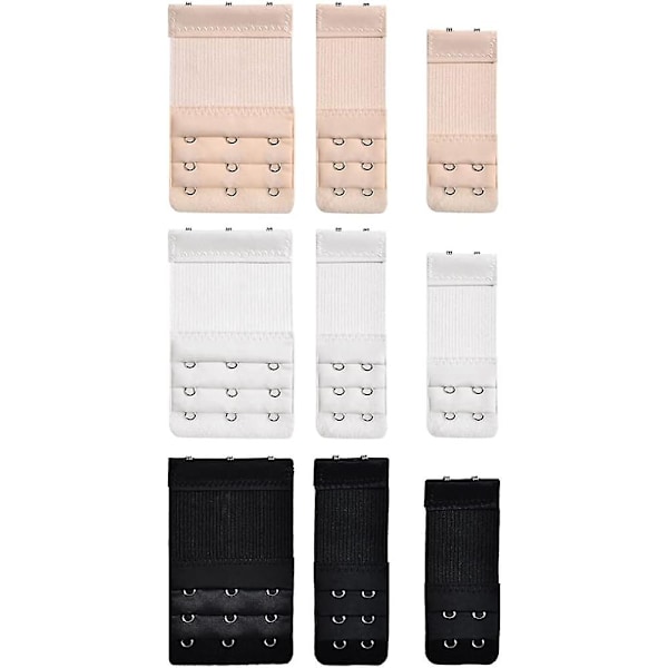 9-pack elastiska förlängningsset - BH-bandförlängningar i 3 färger