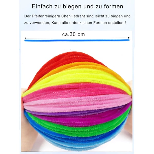 100 stycken piprensare, Chenilletråd 6mm x 30cm, Piprensare för hantverk DIY-projekt Chenilletråd Macaron light blue