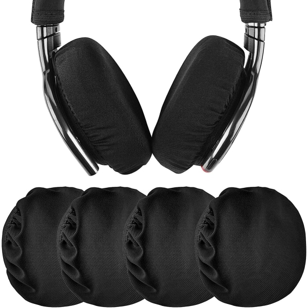 2 par elastiska tyger, tvättbara hörlursfodral/svettfodral för hörlurar/infällbara hygieniska hörselkåpor, (svart)