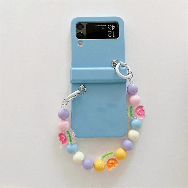 Sødt Blomsterarmbånd Etui Kompatibelt Med Samsung Galaxy Z Flip 4, Hårdt Pc Stødsikkert Cover Med Hængsel