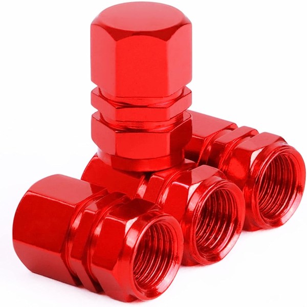 4 stycken däckventilkåpor , bilventil, däcktillbehör, universal , för dammtät cover för motorcykel bilcykel (röd)