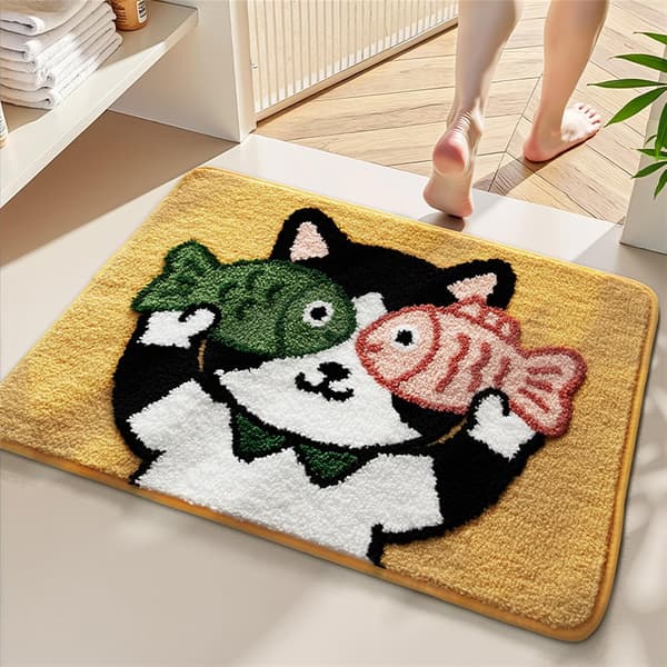 Dyrebade måtte 50 x 80 cm, ekstra blød og absorberende, kat, mikrofiberoverflade, skridsikker bagside, vaskbare tæpper Cat