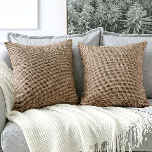 2 kpl tyynynpäällistä, yksivärinen, pellavainen tyynynpäällinen, sohvaan, makuuhuoneeseen, kotiin, 45*45cm Coffee color