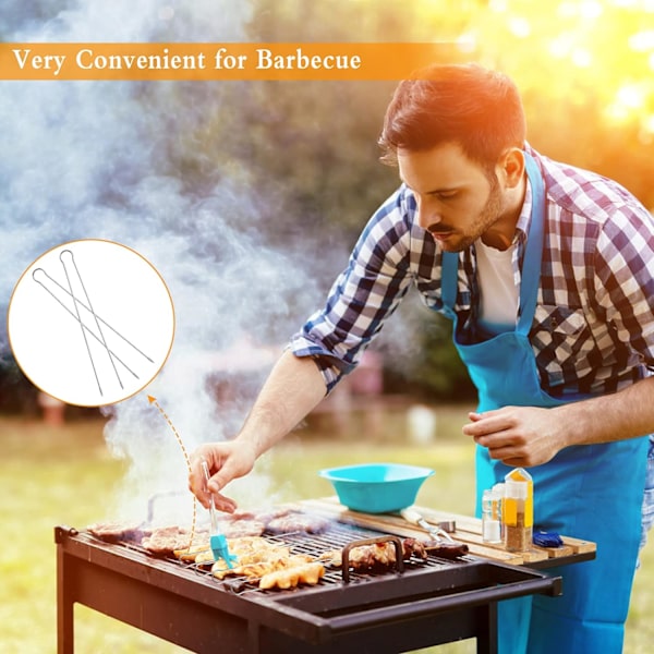 Lange grillspyd 10 stk rustfrit stål grillspyd grillspyd genanvendelige grillspyd flade til picnic camping grillfest