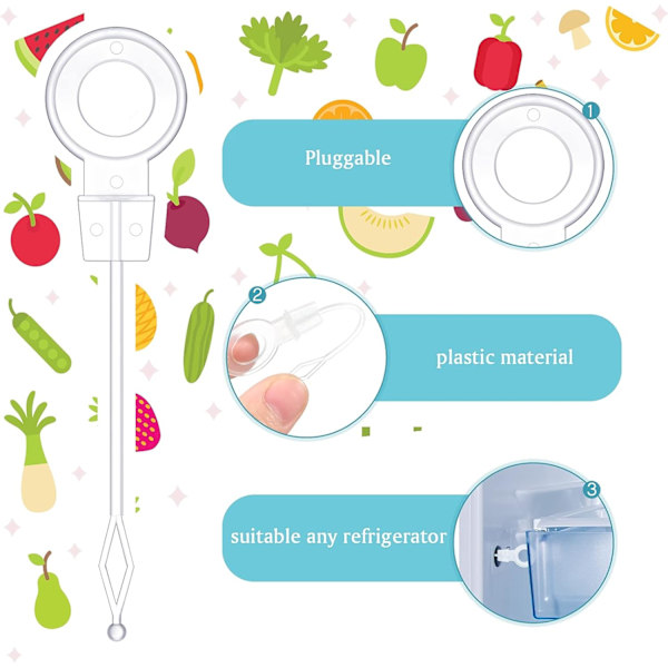 Universal kylskåpsrensare kylskåpsfrys dräneringshål kylskåp plast rensare vit liten rensare, 10 st