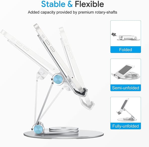 360° roterbar tablet-holder, egnet til tablets op til 12,9 tommer Silver