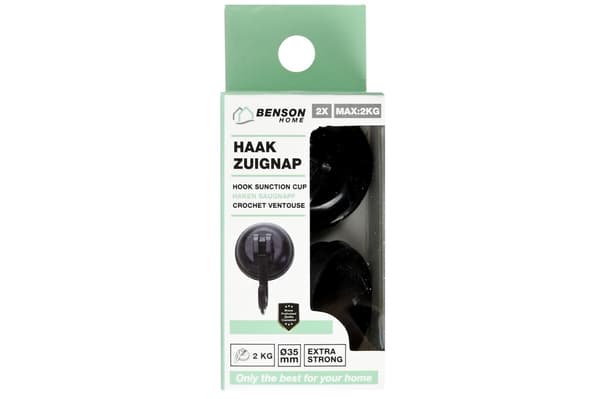 Krog med sugekop 2 stk. Ø35 mm 2 kg sort