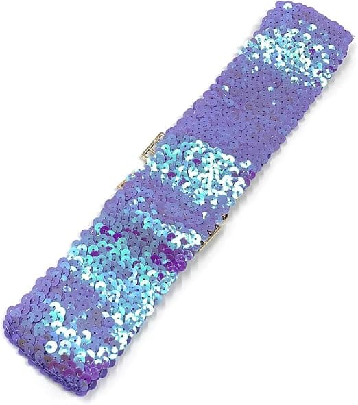 Paljettbälte för kvinnor med elastisk stretch och guldfärgat spänne midjeband korsett, lila Lilac