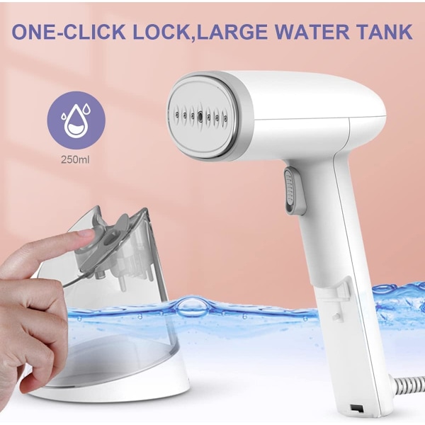 Bärbar klädångare för kläder med 250 ml tank, för vertikal och horisontell ångning, snabb rynkborttagning 1200W