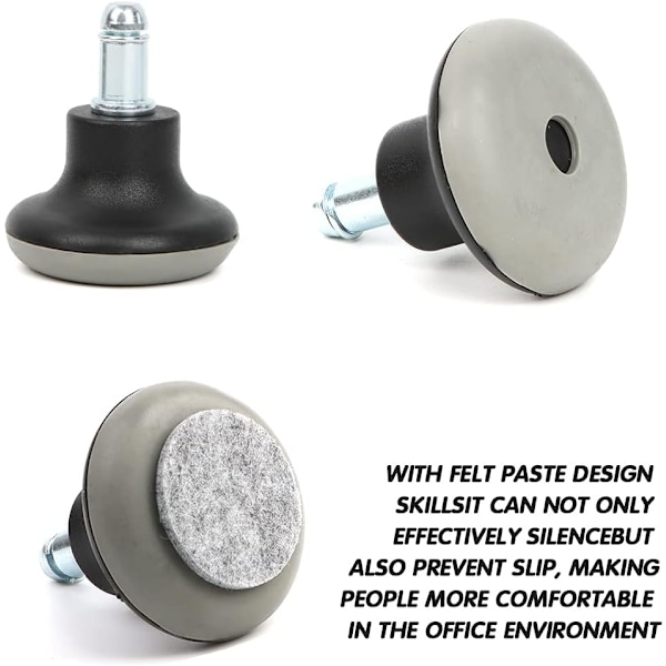 5 STK Glide Hjul, Sorte Drejelige Hjul til Kontorstol, 2 Tommer Klokke Glidere Udskiftning Kontorstol Hjul Stopper
