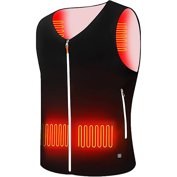 Elektrisk oppvarmet vestjakke for menn og kvinner, USB-lading vest 3-nivå oppvarming i 8 timer, oppvarmet klær jakke for varme, utendørsarbeid L