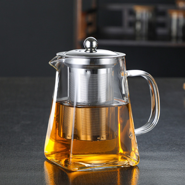 350ml/550ml/750ml Glas Tekande med Varmebestandig Rustfrit Stål Infuser Filter, Te og Kaffe