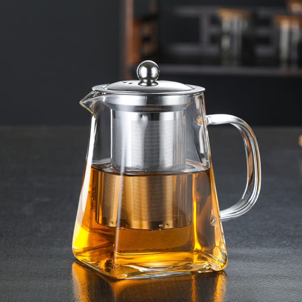 350ml/550ml/750ml Glas Tekande med Varmebestandig Rustfrit Stål Infuser Filter, Te og Kaffe 1.8L