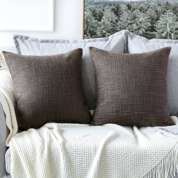 2 kpl tyynynpäällistä, yksivärinen, pellavainen tyynynpäällinen, sohvaan, makuuhuoneeseen, kotiin, 45*45cm Dark brown