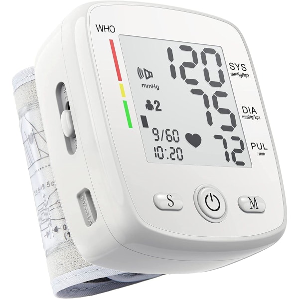 Blodtrycksmätare,U-Kiss blodtrycksmätare för handled för hemmabruk BP-mätare med handledsmanschett (vit)