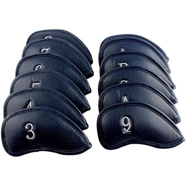 12 delar läder Golf Irons Head Cover Set Head Covers för alla märken Callaway, Royal Blue