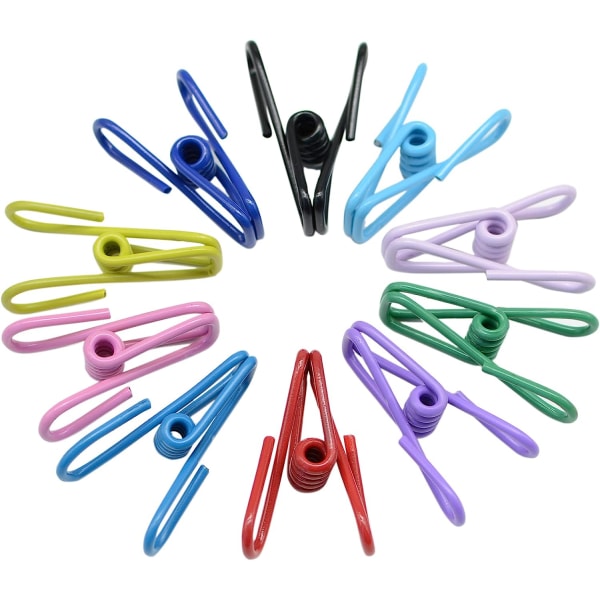 Spånklämmor, 30 olika slumpmässiga färger Praktiska metallklämmor belagda clips med hög elasticitet Hållbar