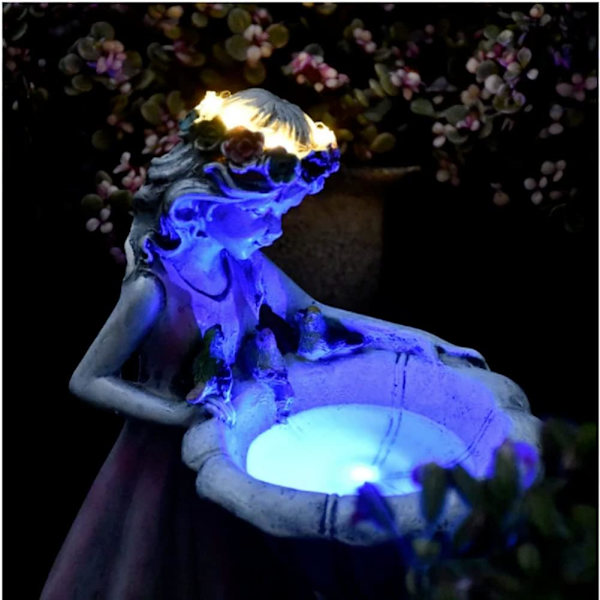 Solcellelykt Hagepynt Fe Figur Resin Figur Statue Skulptur Dekor