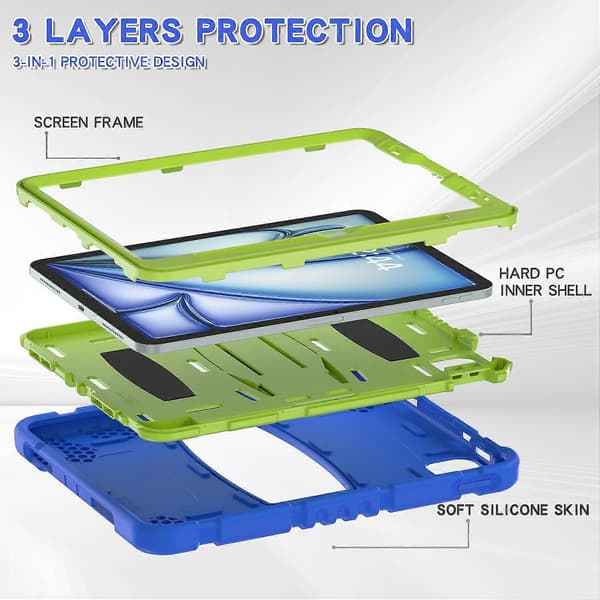 For iPad Air 11 (2024) Stativdeksel PC+Silikon Anti-fall Tablettdeksel
