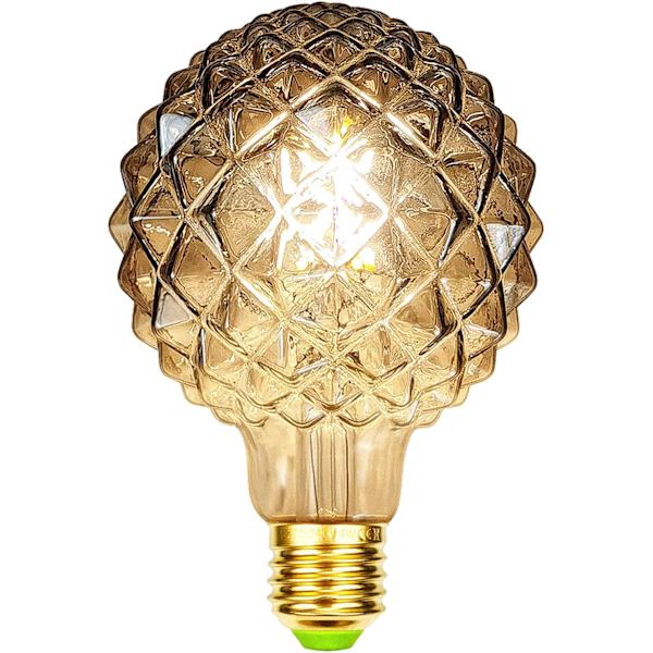Retro LED-glödlampor Edison-lampor 4W rökglas 220/240V E27 Crystal Art Deco dekorativa glödlampor G95 Crystal (ananas) [Energiklass D]