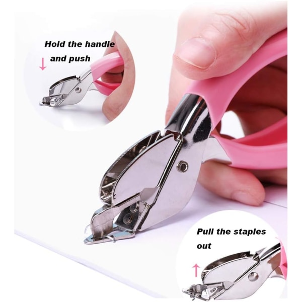 Häftborttagningsverktyg för tunga kontorshand Häftstiftsdrag lätt att ta bort (rosa)
