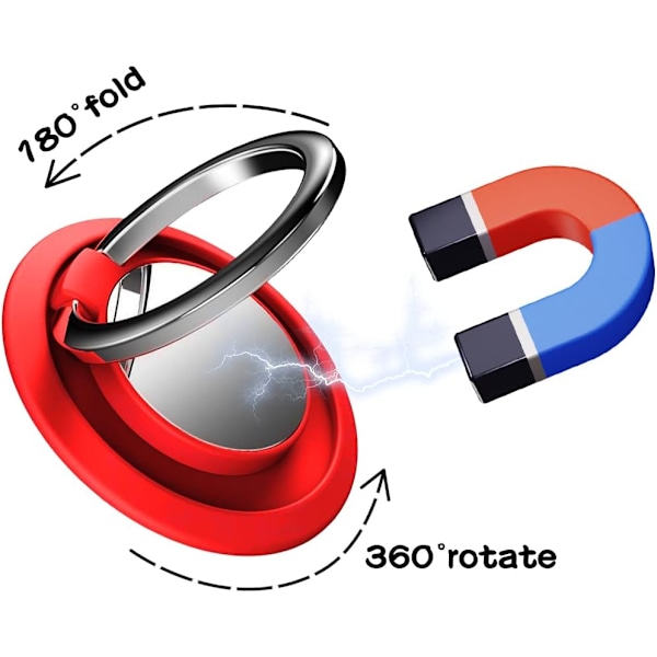 2 st Mobiltelefon Ringhållare Magnetisk Fingerring Ställ Bilfäste Tillgänglig 360 Justerbar Mobiltelefon Loop För Smartphones