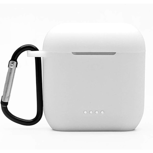 Bluetooth-øretelefon silikoneetui er kompatibel med Tozo t6, LED, tozo t6 etui med nøglering. (hvid)