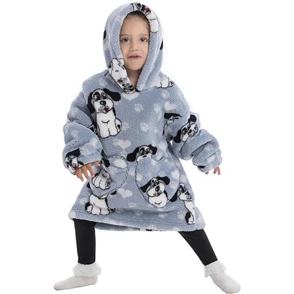 Barn Överdimensionerad Filt Hoodie, Sherpa Fleece Hoodie Filt, Flickor Pojkar Hooded Sweatshirt med Fickor för Småbarn