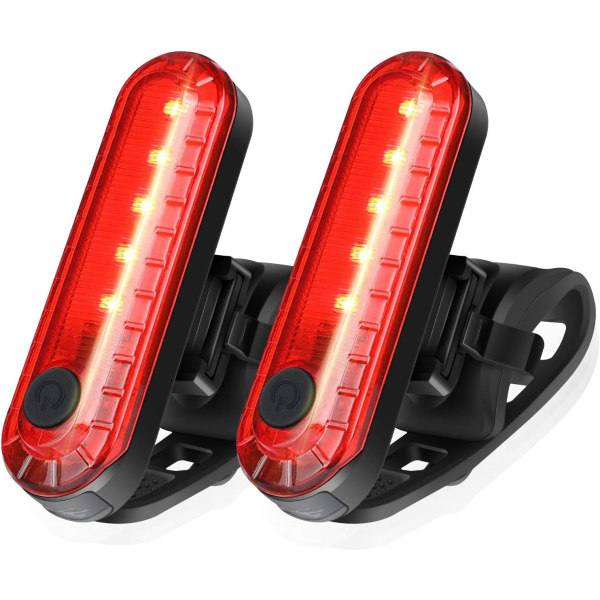 Uppladdningsbara LED-bakljus för cykel 2-pack, ljusa cykelbacksbacksfickor, 330 mah litiumbatteri, 4 ljuslägesalternativ