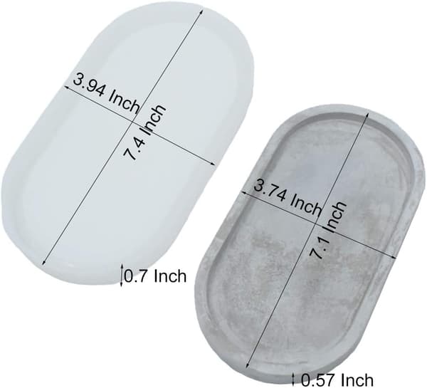 Silikonform for betongplanterbrett, smykkefat DIY, oval form
