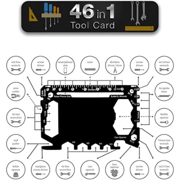 Toolcard 46 in 1 - Ruostumattomasta teräksestä valmistettu monitoimityökalu ulkoilmaretkeilyyn, jakoavaimiin ja ruuvimeisseleihin