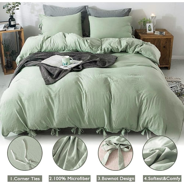 Vihreä peittosetti, 3 osaa, pehmeä mikrokuitupeittosetti, peittosetti rusetilla Green 66x90 Inch