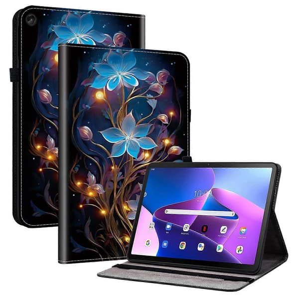 Läderfodral med mönster och ställ för Lenovo Tab M10 Plus (3:e generationen) med kortfack
