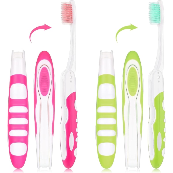 2 Pack Portable Soft Bristle Toothbrush Travel Folding Toothbrush Camping Toothbrush Foldable Soft Bristle Toothbrush