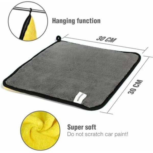 3-pack mikrofiberdukar för bilar - Superabsorberande mikrofiberhanddukar - Snabbtorkande och återanvändbara för rengöring, bilpolering eller hemmabruk