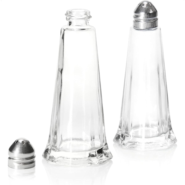 4-delt krydderirystelsessæt, salt- og peberkværne i glas med metal låg, krydderidispenser, shaker til madlavning og køkkenudstyr