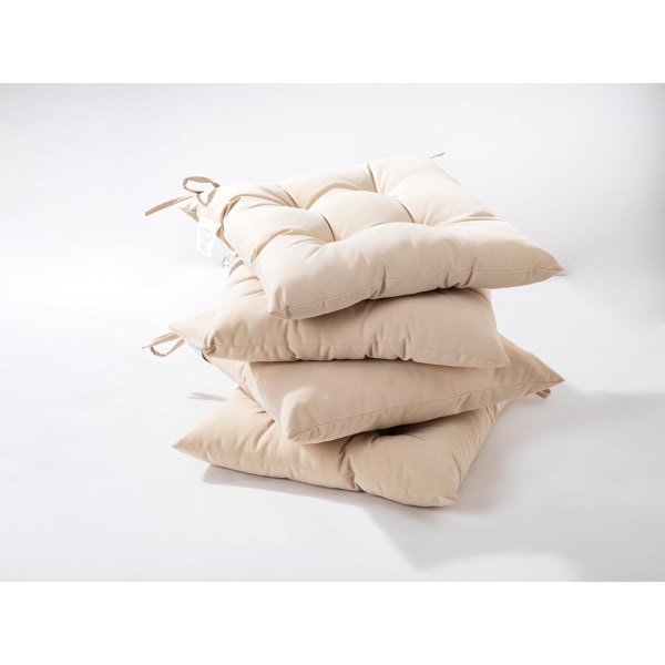 Stolsdynor med band, set om 4, beige, 40 x 40 cm