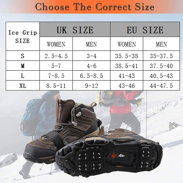 24-tands snödragklotsar stegjärn skor skor vinter utomhus vandring fiske klättring (XL)