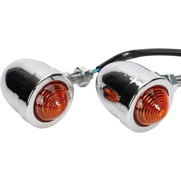 Universal 2X Chrome HL Motorcykel Røde Blinklys Lamper Indikator Lys