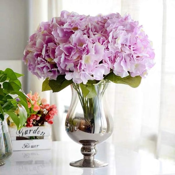 3PCS Artificial Flowers Hydrangeas Flowers Silk Bouquet for Wedding Bridal Office Home Party Decoration purple