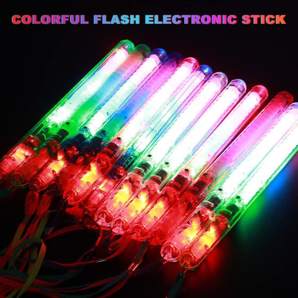 4 stk. LED-lysvand med blinkende lys - flerfarvede LED-lyssticks med snore til Halloween-fester, koncerter (tilfældig farve)