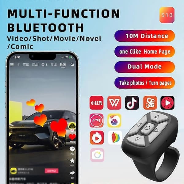Type B S18 Multifunksjonell Bluetooth Mobiltelefon Fjernkontroll Trådløs Mobiltelefon APP Kontroller
