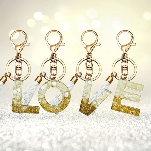 Ryggsäck Nyckelringar presenter för kvinnor Startbokstavsnyckelring för söt bilnyckel Vit Rosa Tofs Bling kristall blank
